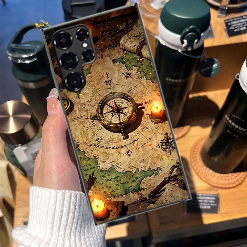 Compass Map Voyage Cases Phone Case for Samsung Galaxy S26 Ultra S25 Edge S24 S23 FE S21 Plus S20 S22 S10 Cover TPU Capa Shell S