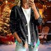 Women's Casual Trendy Christmas Print Long Sleeve Jacket for Holiday Celebrations
