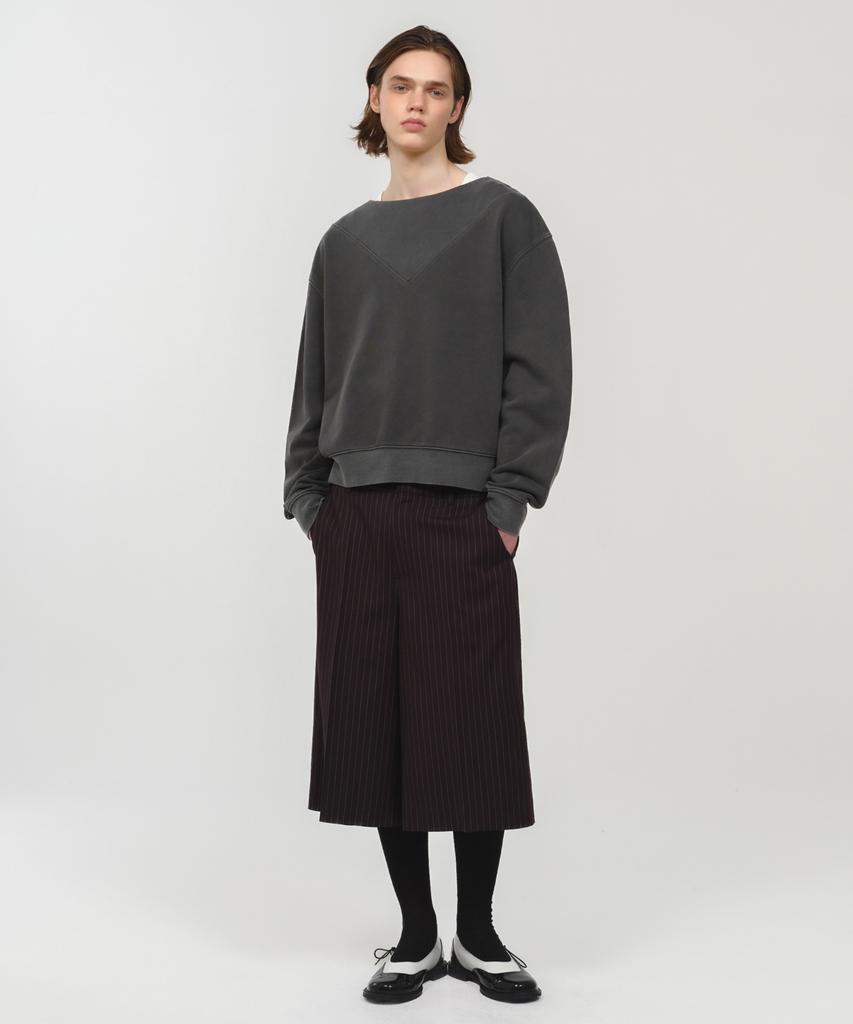 Moon Sun Unisex, Stripe Bermuda Slacks / Black