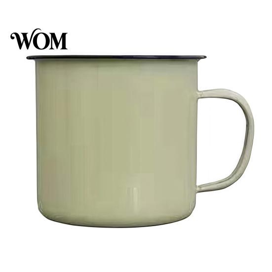 Small Enamel Cups Vintage Mug with Handle, Solid Color Heat Resistant Camping Water Drinking Cup, Durable Portable Tableware for Home Kitchen Use Cup