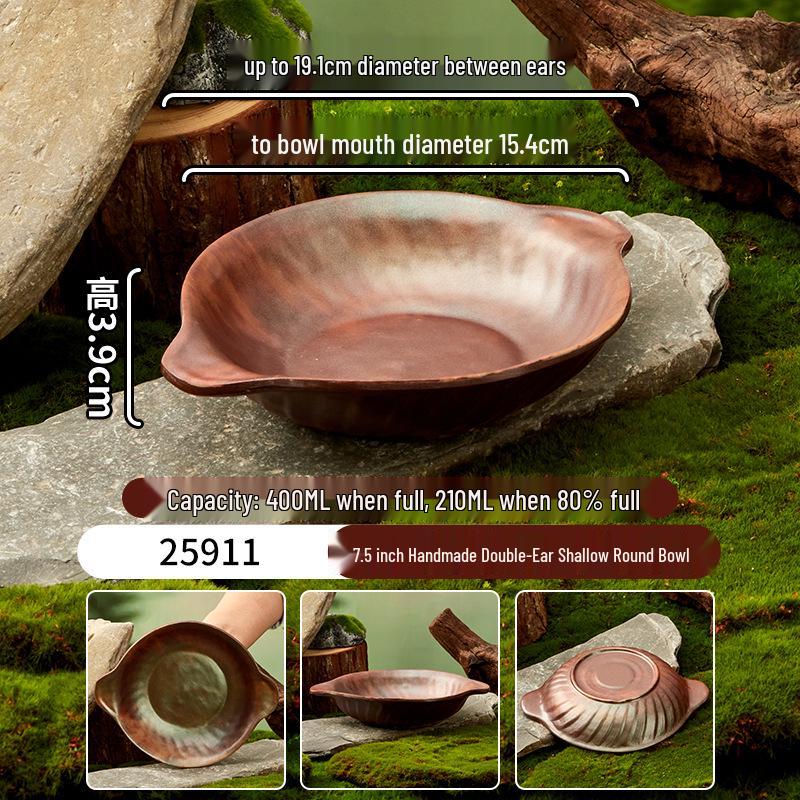 Melamine Mountain Style Double-Eared Snack & Dinner Plate - Imitation Porcelain for Hot Pot, Side Dishes, Cold Dishes & BBQ.