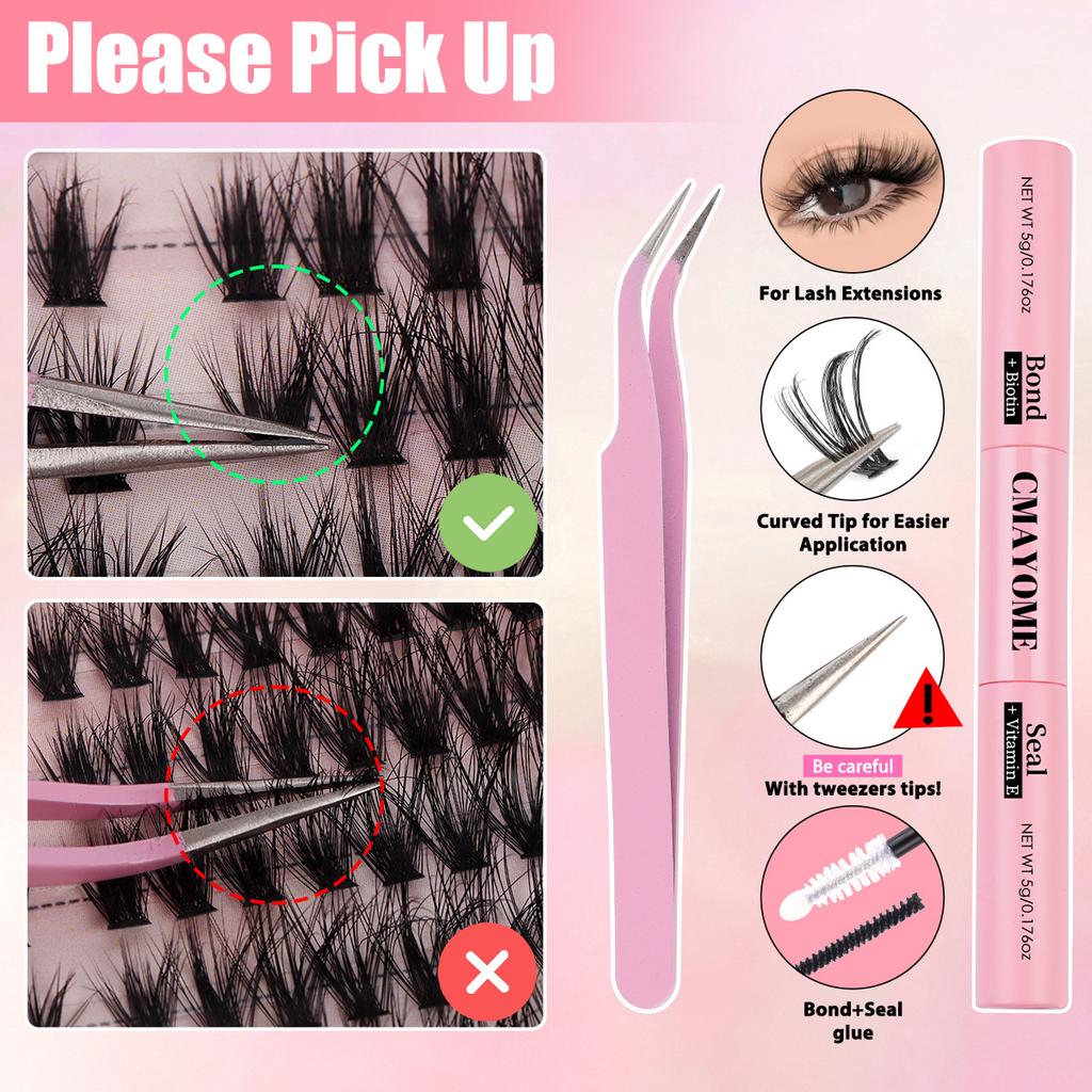 216 Clusters Single Cluster D Curve False Eyelashes Daily Activities 8-16Mmdiy Segmented Grafting Dense Hair