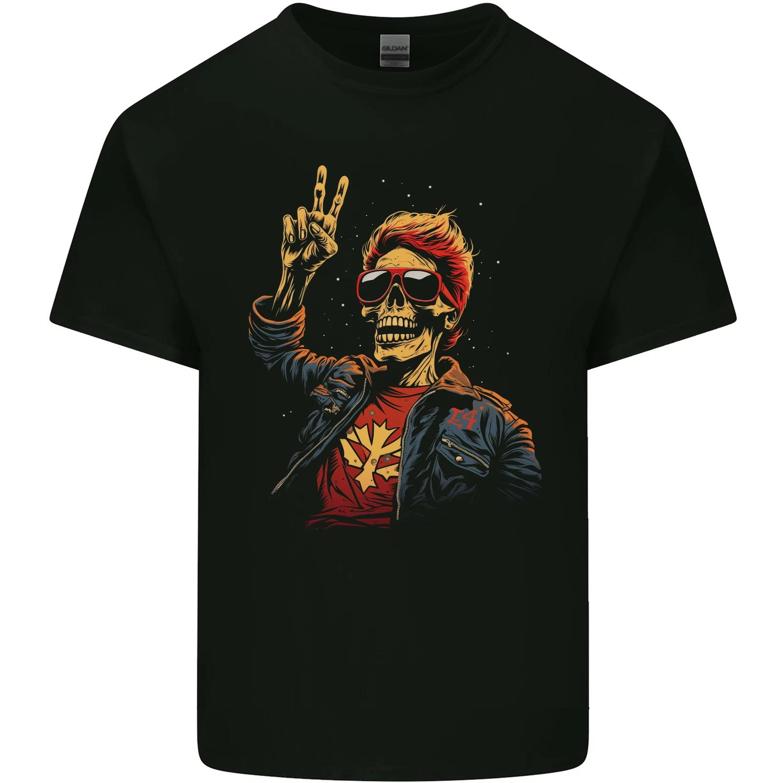Rockabilly Peace Skull Zombie Kids T-Shirt Childrens XL