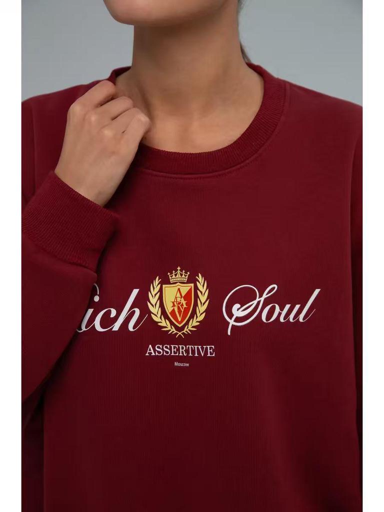 Retro Trendy European & American Style Thickened Round Neck Sweatshirt for Autumn/Winter