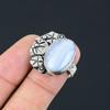 Birthday Gift For Her Natural Blue Lace Agate Promise Ring Size 7.5 925 Silver