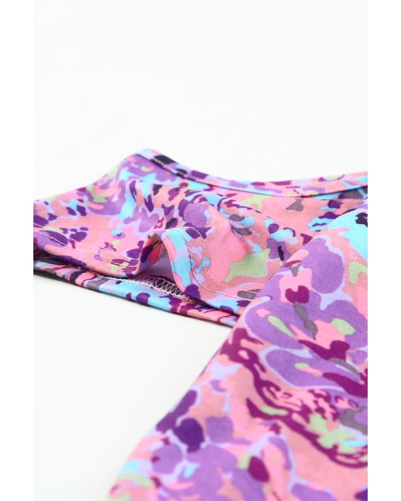 Azura Exchange Lavender Floral Print Cold Shoulder Blouse