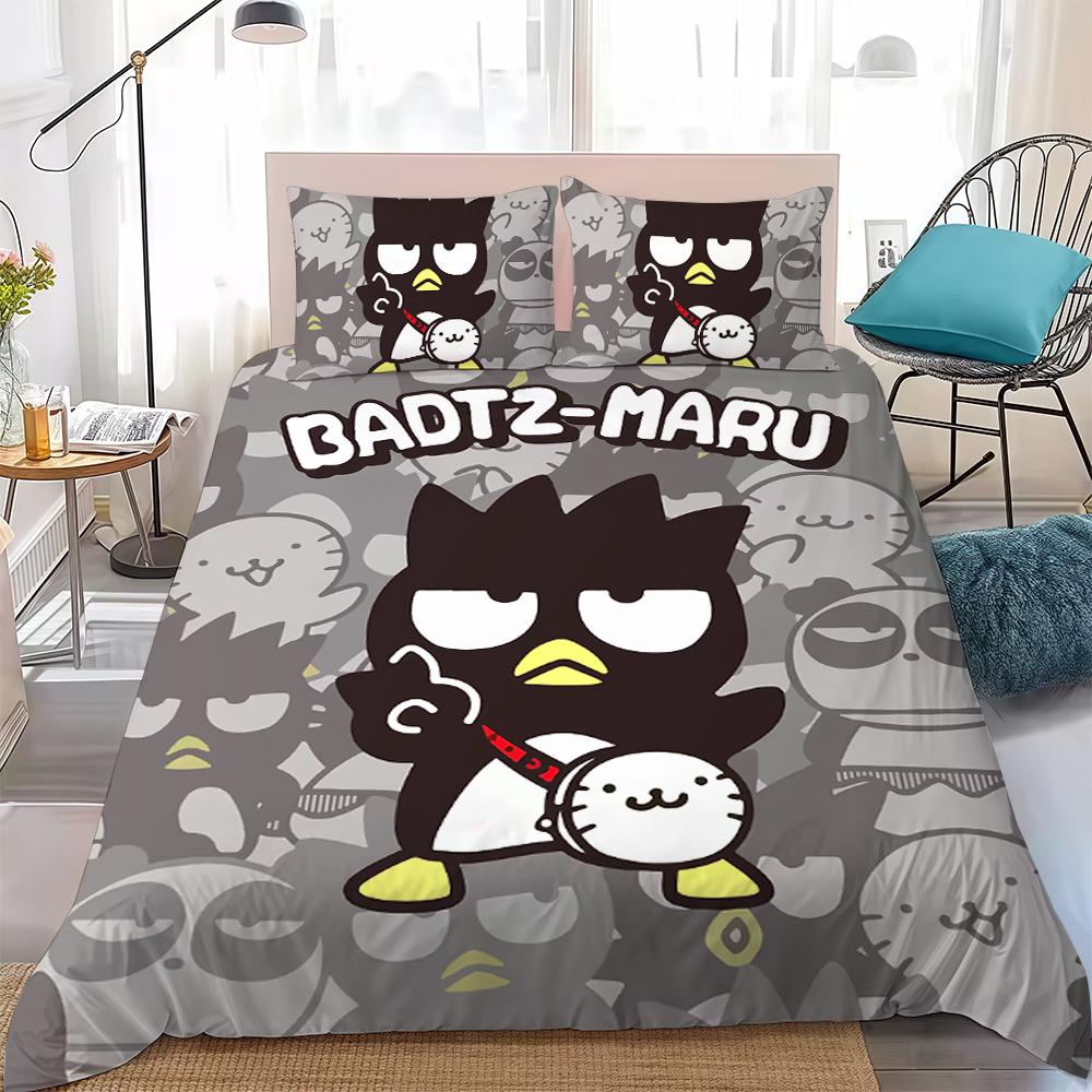 Badtz-Maru Cartoon Duvet Cover Set Home Style Bedding Soft Laundry Cotton Bed 3 Piece Set Student Dormitory Gift