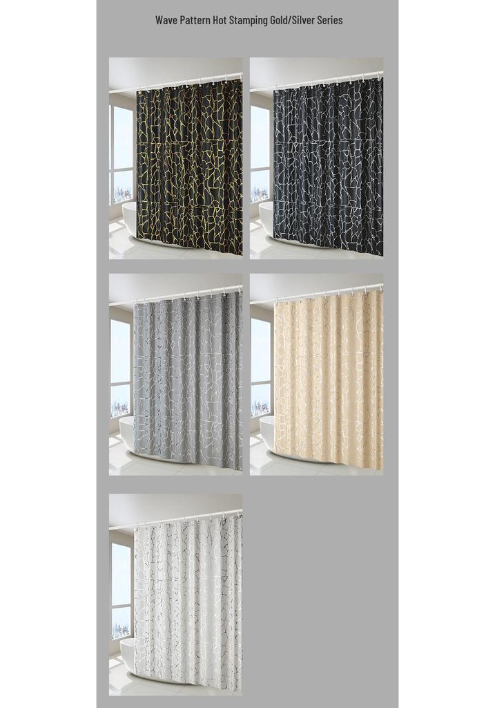 Elegante Tenda da Doccia in Marmo con Texture Irregolare, Stampata Argento e Oro - Divisorio Impermeabile per Bagno