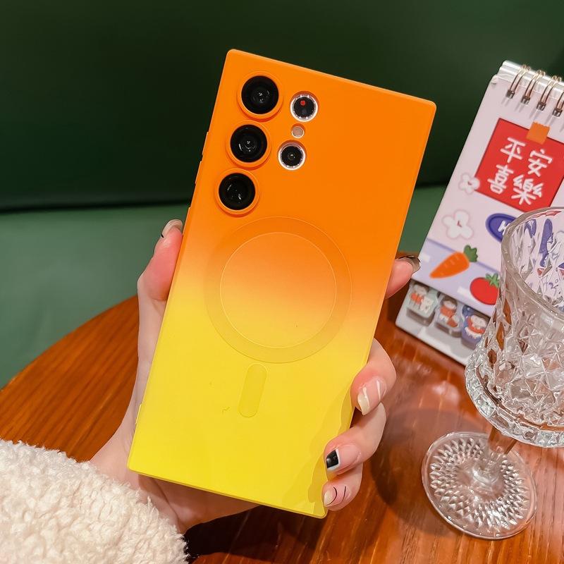 Suitable for Samsung S25Edge Magnetic Suction Mobile Phone Case Liquid Silicone S24ultra Two Color S23 Silicone S22 Matte