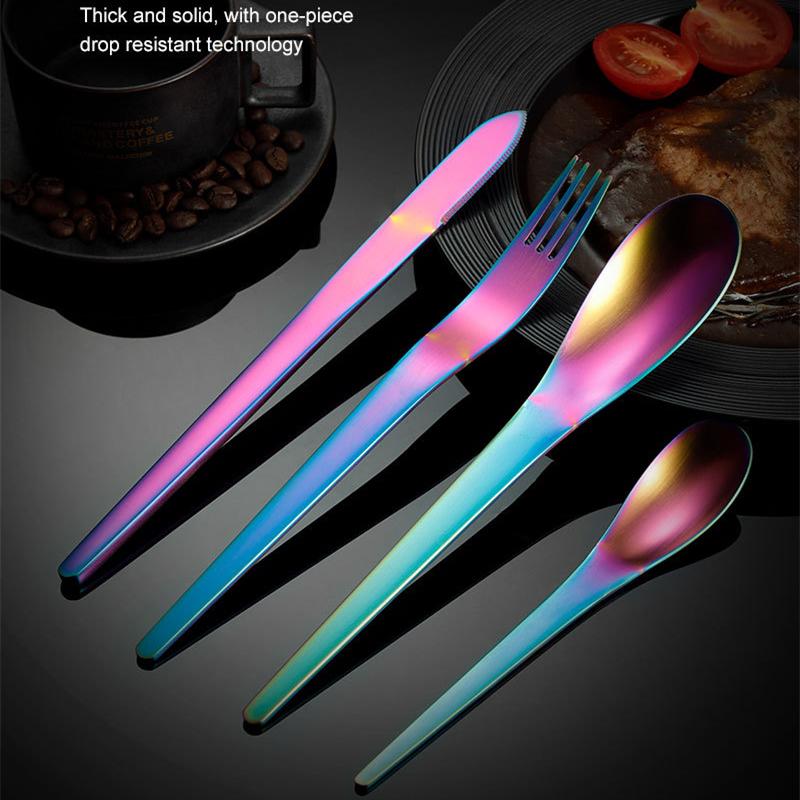 New Creative 304 Stainless Steel Cutlery Set Luxury Gold Tableware Matte Spoons Steak Knife Fork Dinnerware Set Kitchen Utensils