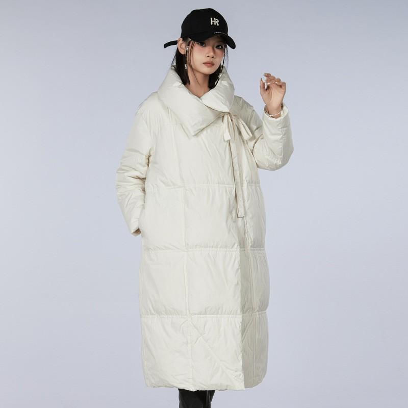 Womens Long Down Coat 90% White Duck Puffer Jacket Collared Winter Warm Loose Fit