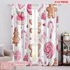 2pcs,2D Plane Printing Curtains Roller Blinds Christmas Cookies Pink (2) Polyester Fabric (without Rod) Gifts Use for Living