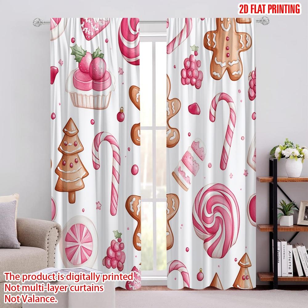 

2pcs,2D plane printing Curtains Roller Blinds Christmas Cookies Pink (2) Polyester Fabric (without rod) Gifts Use for Living 52.50 × 116.00 cm 2 pcs