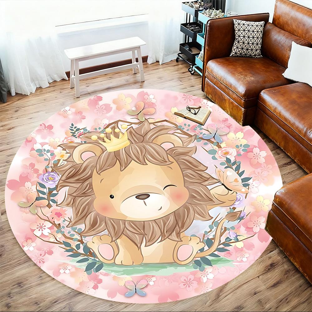 1pc Lion Flowers Round Chair mat Area Rug - Non-Slip, Floor Mat for Office, Bedroom, and Indoor Decor c1125537