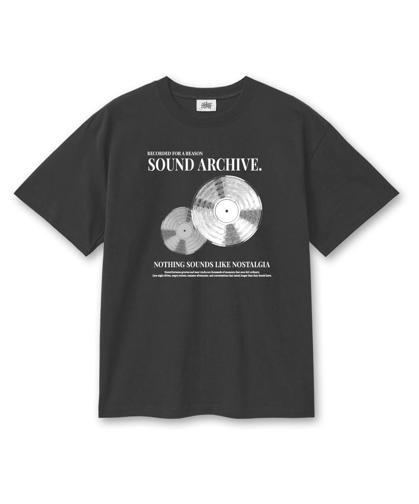 Leijimeli Sound Archive 20-Count Cotton Oversized Short Sleeve T-Shirt Dark Gray