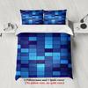 Set Biancheria da Letto Geometrico 3D Blu Copripiumino Colorato a Blocchi Federe Morbido Traspirante per Arredo Camera da Letto