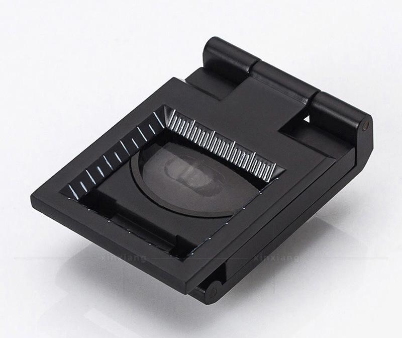 10X Foldable Magnifier All Metal Two Led Light Illumination Cloth Mirror Printing Paper Dot Textile Scale Magnifying Glass