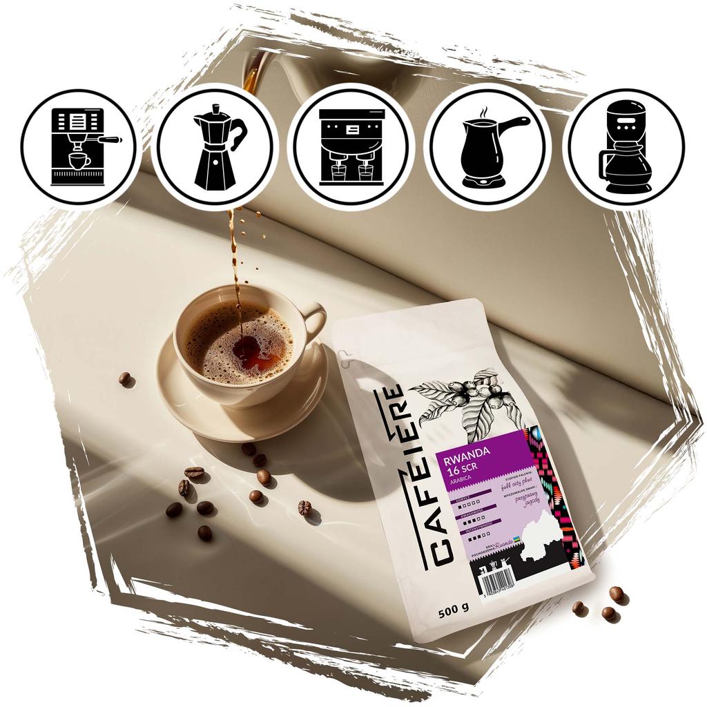 Kawa ziarnista 1kg rwanda 500g x2 świeżo palona arabica 100%