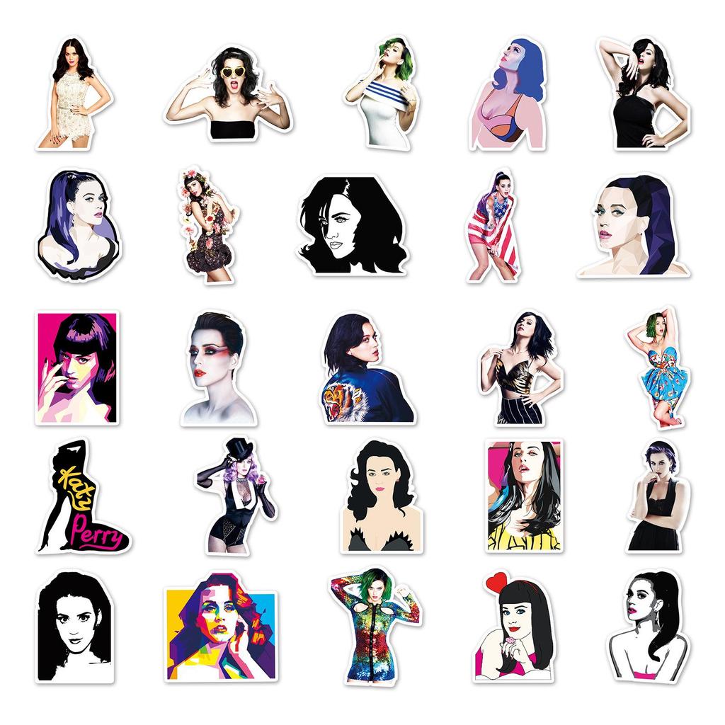 Katy Perry Celebrity Stickers - 50 Sheets: Waterproof Journal, Car & Motorcycle Decoration