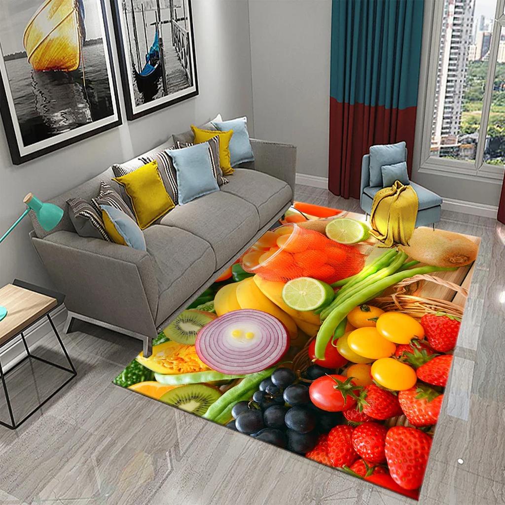 Vegetable Carpet Green Healthy Food Rug Colorful Printed Rectangle Area Rugs Yoga Mats Bedroom Living Room Decor Soft Door Mat