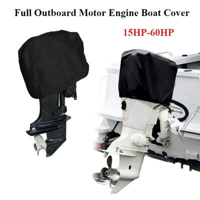 15-60 PS Voll-Außenbordmotor Motor Bootsabdeckung 210D Wasserdicht Kratzfest Schwerlast Motorschutz Motor Schwarz Bootsstoff