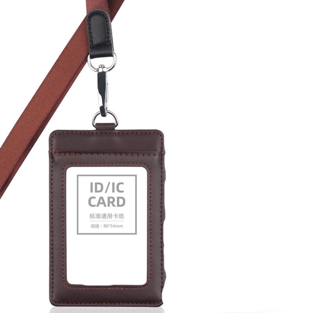 

Cowhide Leather ID Card Holder Carabiner Style Neck Strap Doctors Badge Holder with Lanyard Chest Card Work Card Case Referee