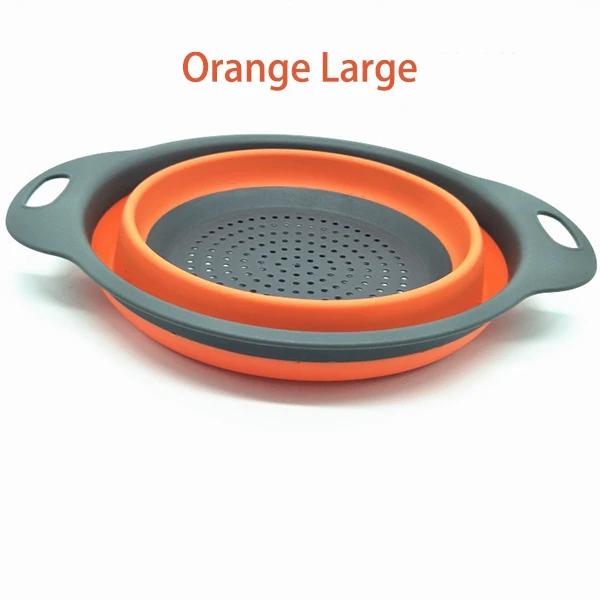 Collapsible Drainer with Handle, Foldable Silicone Colander, Fruit and Vegetable Washing Basket, Kitchen Tools Strainer