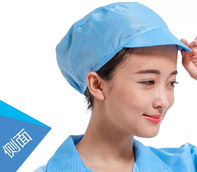 Anti-static Sunshade Baseball Cap with Hard Brim and Logo Print, Dust-free Work Carpenter Hat with Large Brim Adjustable