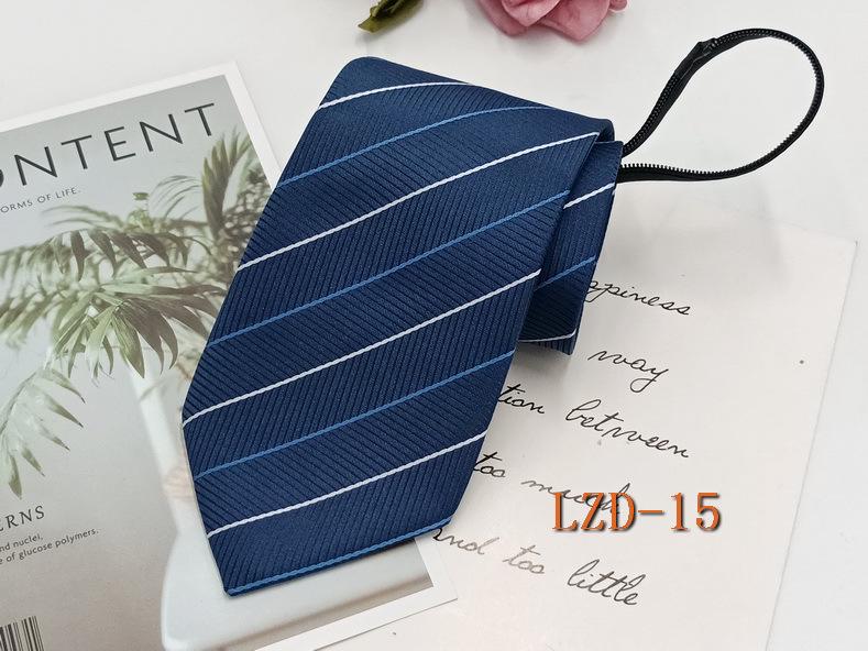 Men's Easy-Pull Knot-Free 8cm Striped Black Zipper Tie