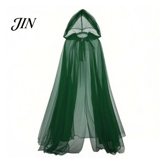Little Red Riding Hood Cape Hooded Mesh Cloak for Adults, 2 Layer Sheer Tulle Cape, Halloween Gothic Witch Queen Cosplay Costume Renaissance