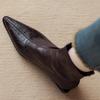 French pointed low heel brown elastic thin boots 2025 autumn and winter new thin short boots women's retro Chelsea boots