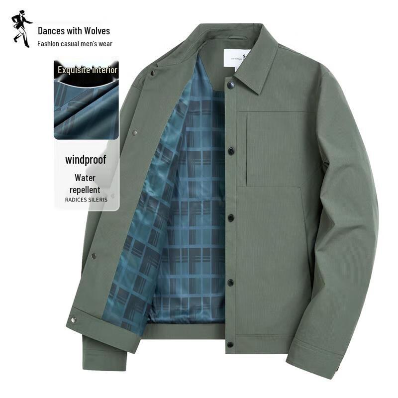 Dance with Wolves Men s Lapel Workwear Windproof Jacket XL