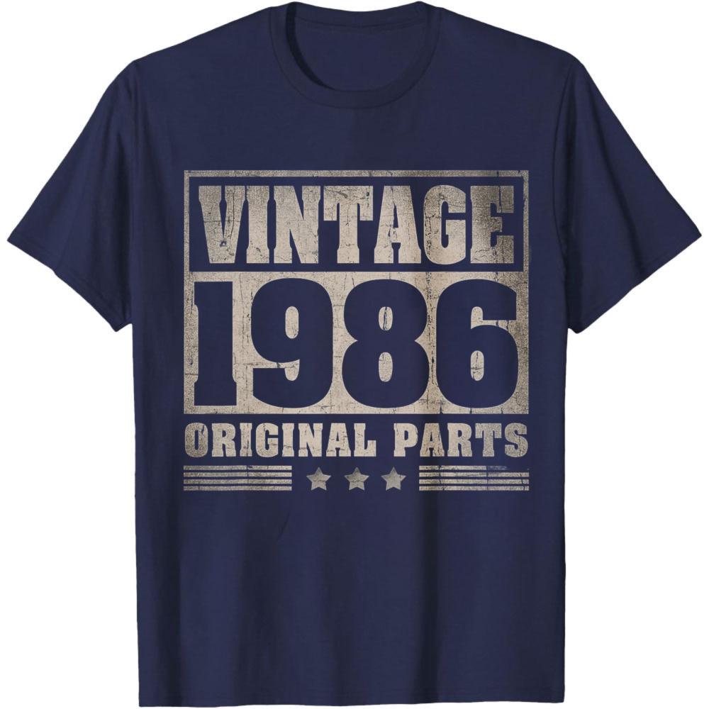 Vintage 1986 Original Parts Summer Men TShirt Classic Retro Design Casual Wear For Birthday Gift Anniversary Present
