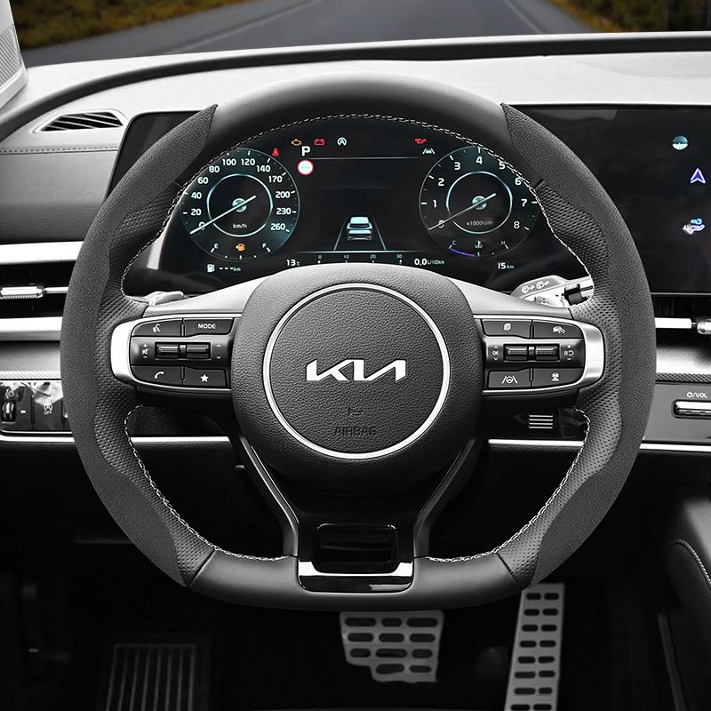Suitable for Kia Anti-Slip Buckle Segmented Suede Steering Wheel Cover Suitable for Ceed Jd Picanto Sportage 3 Rio 4 Ev3 Cerato 2 Stonic Xceed Morning