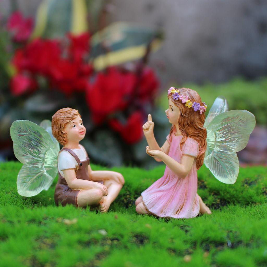 2er Set Kreatives Chat Blume Fee Harz Ornament Kreative Mikrolandschaft Blumentopf Dekoration Ornament Fee Garten Ornament