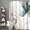 Marble Pattern Blue White Gray Gold Shower Curtain, Bathroom Decorative Shower Curtain, Waterproof Shower Curtain With Hooks