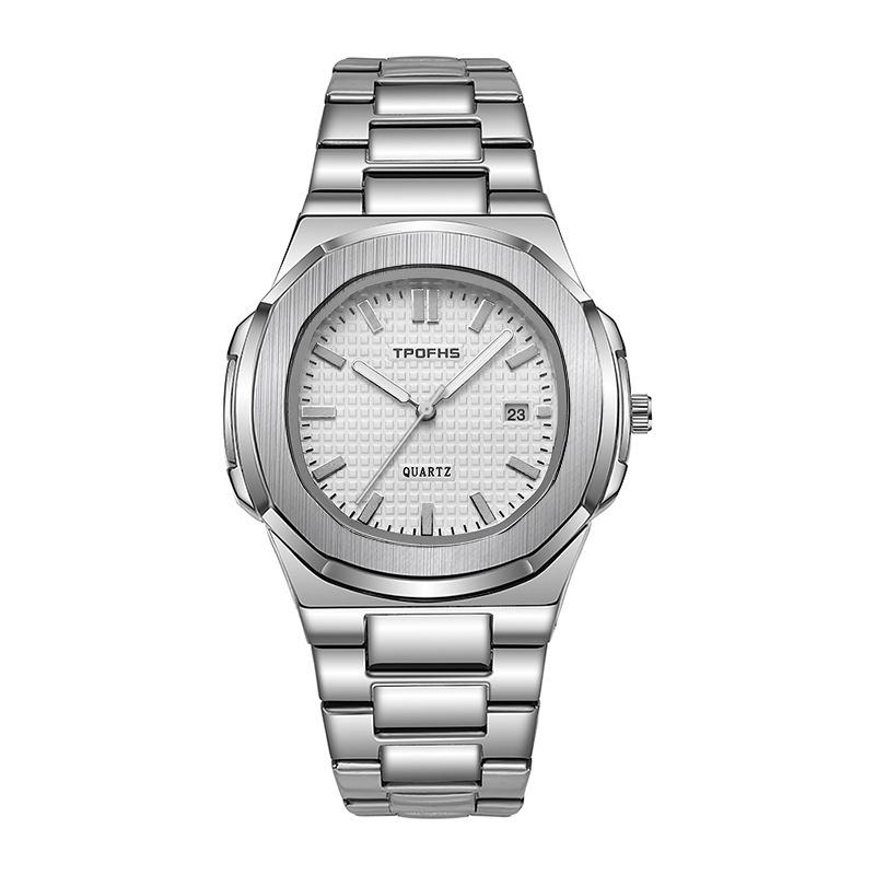 Tpofhs Light Night Waterproof Steel Strap Watch Elegant Quartz Mens Watch