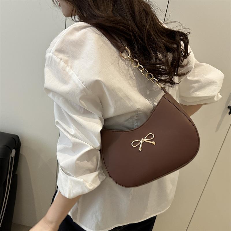 Summer New Style Bow Decoration Design Large Capacity Casual Simple Underarm Shoulder Women's Bag