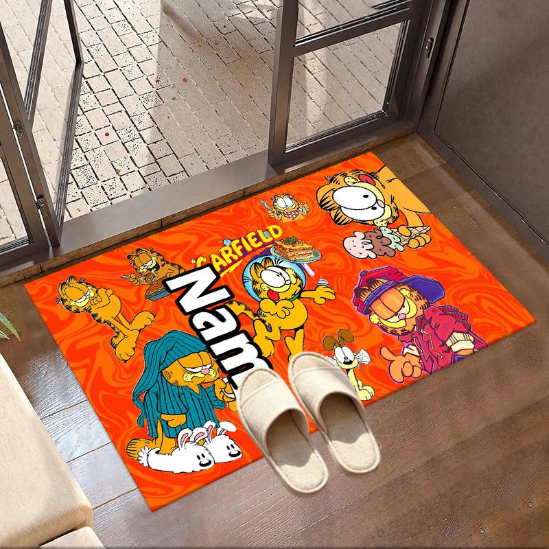 Custom Name Personalized Garfield Print Carpet, Versatile Home Decor Rug, for Playroom, Apartment, Balcony, Entryway, Hallway Gift
