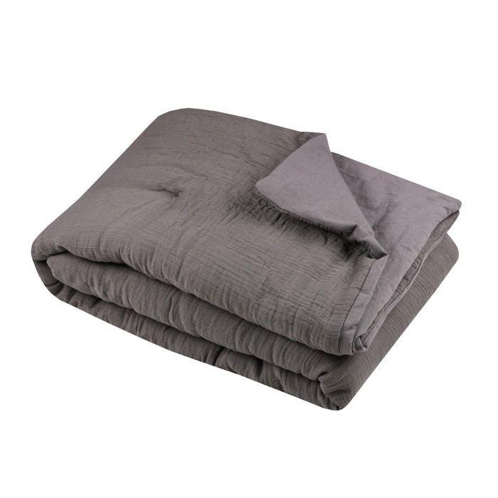 Plaid ou Edredon - Colors taupe - 125 x 150 cm - Double gaze de coton - Doux et élégant