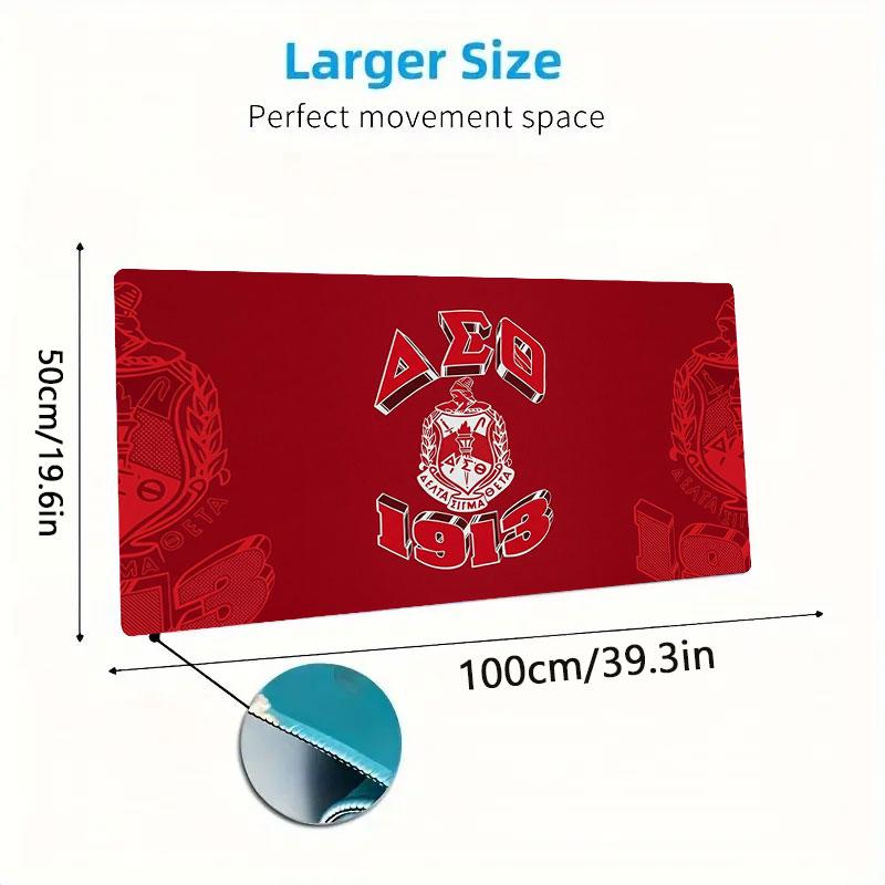 Delta Sigma Theta Crest Large Size Mouse Pad Large Gaming Table Cushion Nonslip Laptop Tablet Big Mousepad Xxl Mat Mini Pc Playmat With Lock Edge