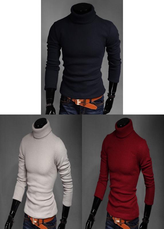 Usa Winter Men Slim Warm Knit High Neck Pullover Jumper Sweater Turtleneck Solid For Ultimate Comfort