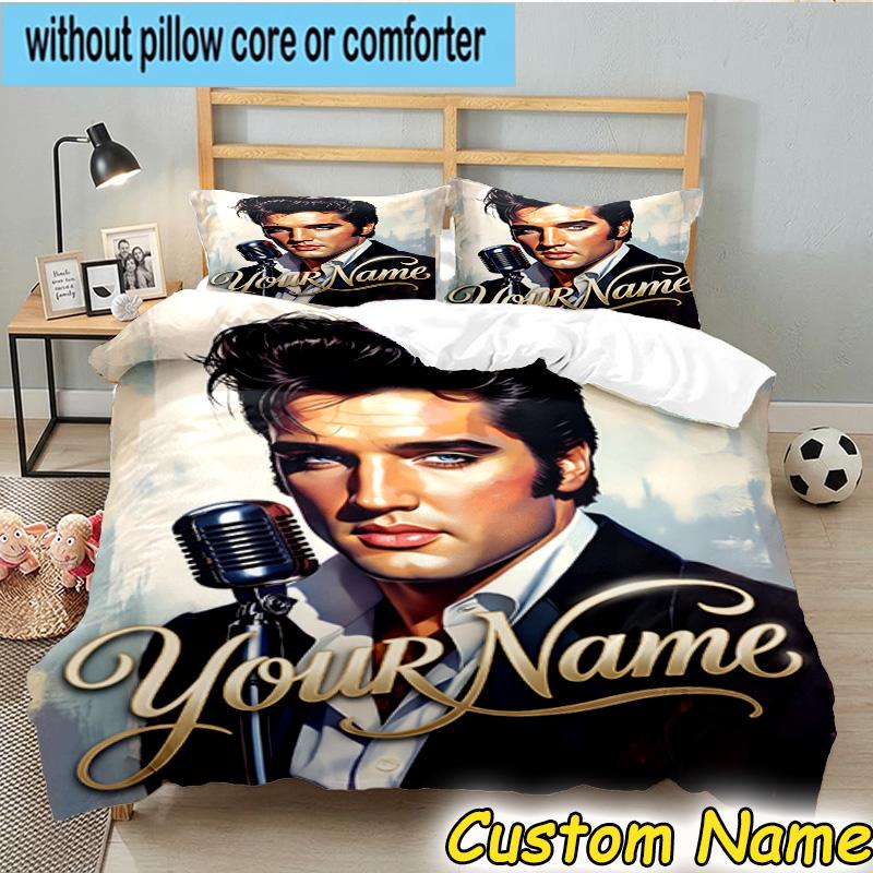 3pcs Custom Name Rock Star Performance Bedding Set Includes 1 Duvet Cover & 2 Pillowcases for All Seasons Dormitory Home Decor Christmas gifts