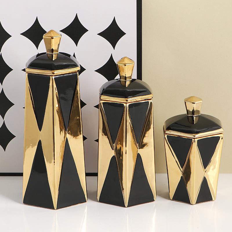 Middle East Geometric Diamond Ceramic Pot Luxury Living Room Decorations Creative Interior Decoration Ceramics Decoration Crafts