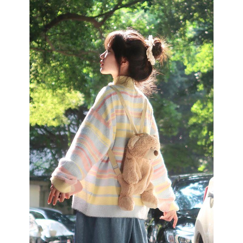 

Молочный Фуфу Мягкий Клейкий Стильный Кардиган на молнии с полосками цвета дофамина Осень и Зима Сладкий Студенческий Стиль Свитер Верхняя одежда Image color S [Suggested 37.50 kg-45.00 kg]]