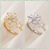 Zircon Rotatable Ring Star Rhinestone Crystal Flower Ring Flower Opening Ring  For Women