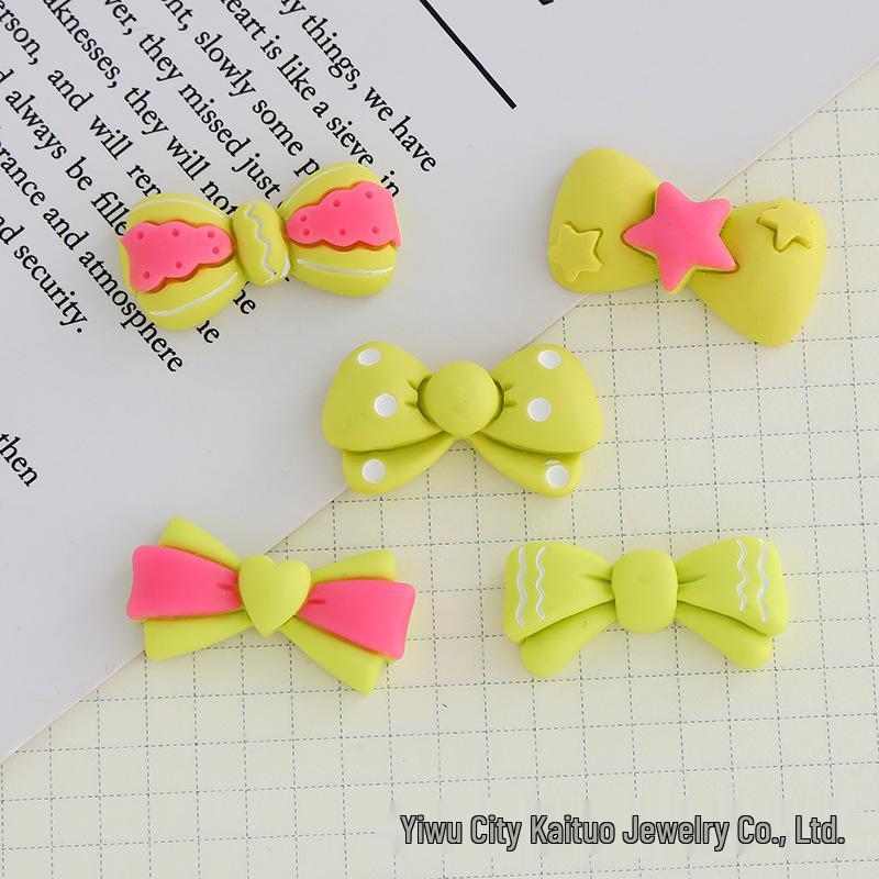 Bowknot Resin Accessories: Vibrant DIY Hair Clips, Phone Case Charms, Fridge Magnets, Crocs Decorations, and Car Adornments.