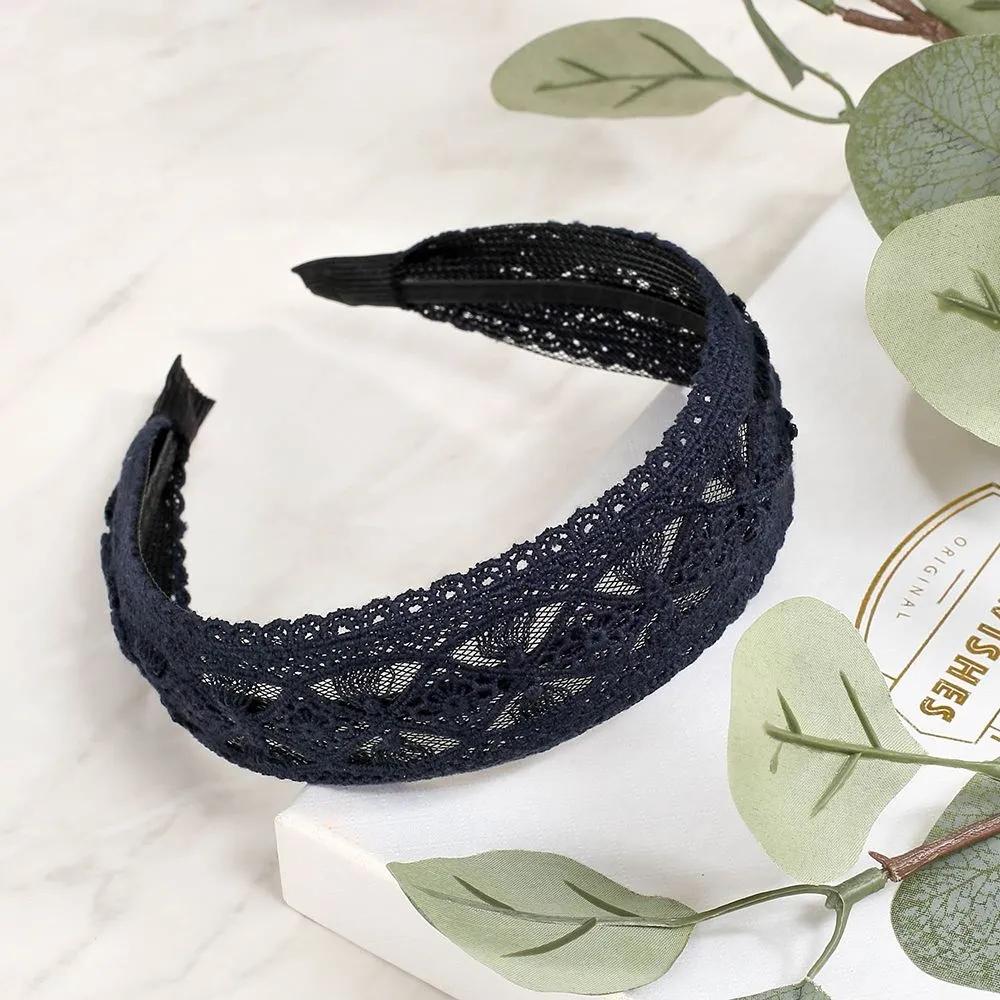 Handmade Headband Daily Headband Angel Scrunchie Frill Lace Navy