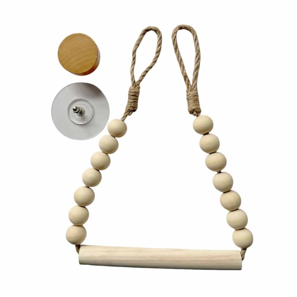Nordic Style Wood Tissue Holder Handwoven Rope Roll Paper Holder Towel Display