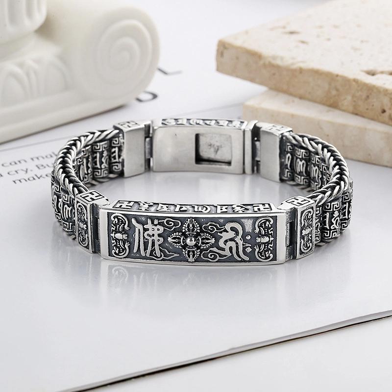 

Шестислоговая мантра Вращающееся сутра-колесо Дорога Тун Юнь Чао Сюань Ретро Буддийский браслет для двери Мужские украшения 22CM